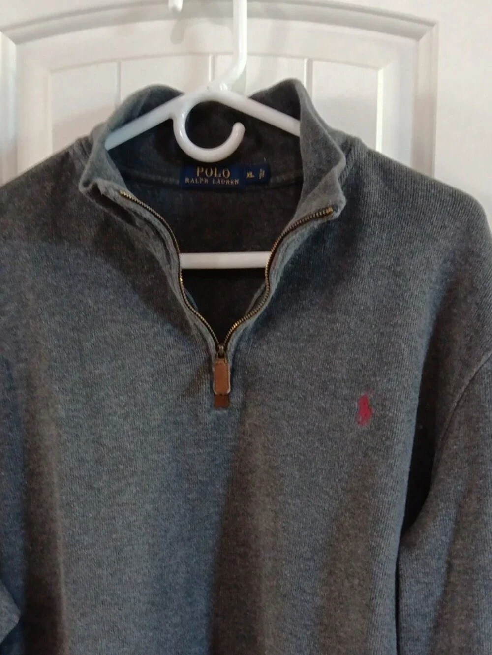 Polo Ralph Lauren Men’s XL Gray Estate Rib 1/4 Zip Cotton Pullover